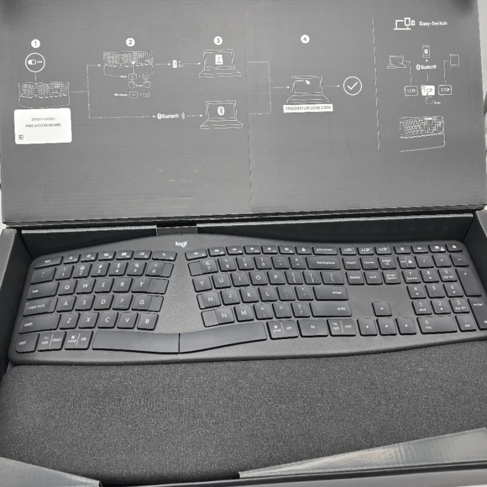 Logitech‎ K860 Wireless Bluetooth Ergonomic Keyboard Split Design PC Mac Black
